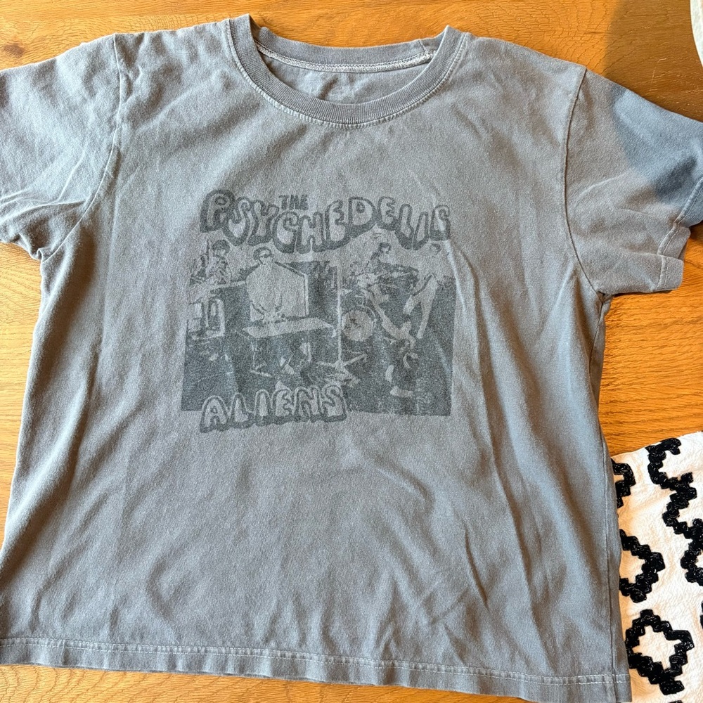 Brandy Melville J. Galt Distressed Gray Graphic Tee